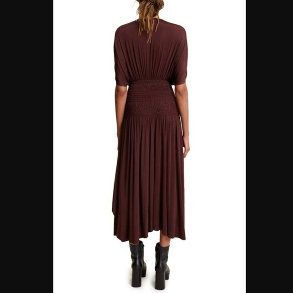 A.L.C. Demi Smock Detail Dress Bitter Chocolate S - Picture 2 of 10